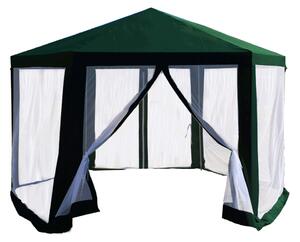 KONDELA Kerti pavilon sátor, 3,9x2,5x3,9m, zöld/fehér, RINGE TYP 1+6 oldal