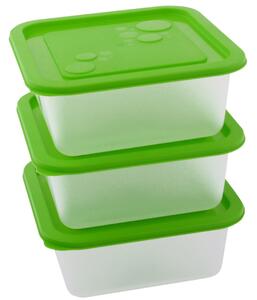 Műanyag tárolóedény szett KUBE 0,55 l 3db zöld