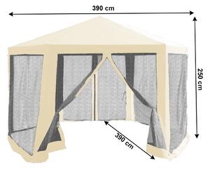 KONDELA Kerti pavilon sátor, 3,9x2,5x3,9m, bézs/fekete, RINGE TYP 2+6 oldal