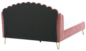 Rózsaszín bársony franciaágy 180 x 200 cm AMBILLOU