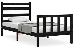 Fenyőfa Ágykeret - Fekete - Kis Single - 75x190 cm