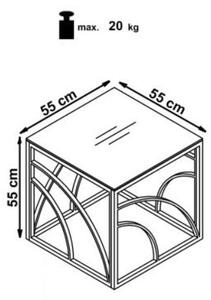 Dohányzóasztal, Üveg és Fém Universe Square Króm, H55xSz55xM55 cm