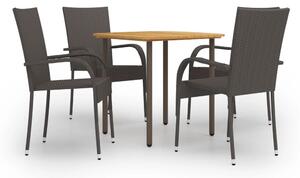 5 részes barna polyrattan kerti étkezőgarnitúra