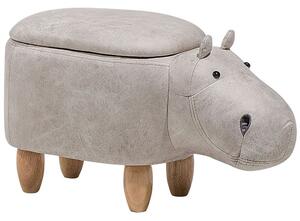 Világosszürke műbőr állatos puff 32 x 35 cm HIPPO