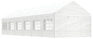 Fehér polietilén pavilon tetővel 13,38 x 4,08 x 3,22 m