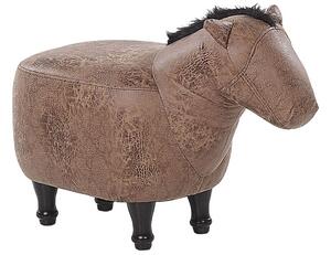 Barna műbőr állatos puff 33 x 50 cm HORSE