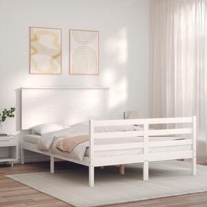 Fehér tömör fa ágykeret fejtámlával 120 x 200 cm