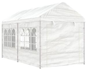 Fehér polietilén pavilon tetővel 4,46 x 2,28 x 2,69 m