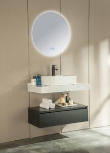 Fürdőszoba Bútor Szett, MDF, Terazzo Fehér / Fekete, 90 cm, 4 darab