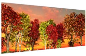 Kép - Színes fák (120x50 cm)