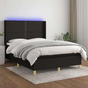 VidaXL fekete szövet rugós és LED-es ágy matraccal 140x190 cm
