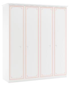 Szekrény 4 Ajtóval Tiniknek, Forgácslap Selena Pink Fehér / Rózsaszín, Sz186xM61xM212 cm