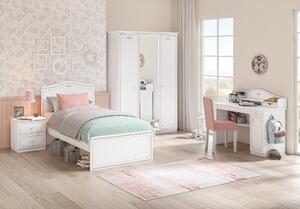 Hálószoba Bútor Szett Tiniknek, Forgácslap 5 darab Selena Grey Fehér / Szürke, 200 x 120 cm