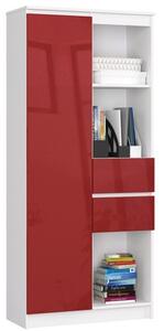 R15 R80 1D 2SZ Polcos szekrény fiókkal (piros/fehér)
