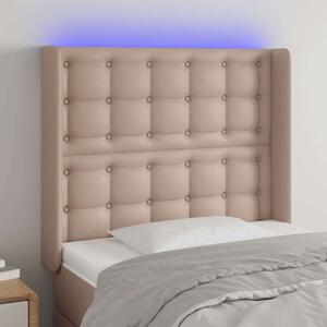 VidaXL cappuccino műbőr LED-es fejtámla 93x16x118/128 cm