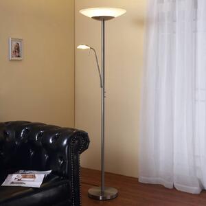 Lindby Ragna LED álló világítás, olvasólámpa, nikkel, dimmelhető, dimmelhető, Nappali / Étkező, fém, Modern