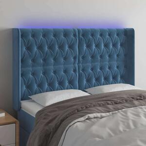 VidaXL sötétkék bársony LED-es fejtámla 147x16x118/128 cm