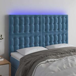 VidaXL sötétkék bársony LED-es fejtámla 144x5x118/128 cm