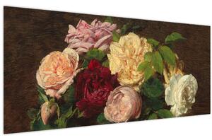 Kép - Henri Fantin-Latour, Roses de Nice on a Table, reprodukciók (120x50 cm)