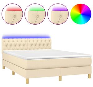 VidaXL Krémszínű Ágy LED-del - 140x190 cm