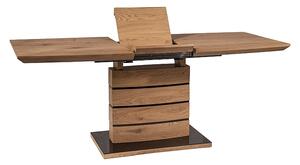 Kihúzható Asztal, MDF és Üveg, Leonardo Small Tölgy / Fekete, Sz140-180xM80xM76 cm