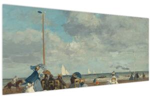 Kép - Eugène Boudin, Beach at Trouville, reprodukciók (120x50 cm)