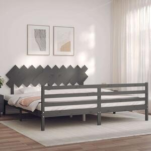 VidaXL Tömörfa Ágy - 200x200 cm - Szürke