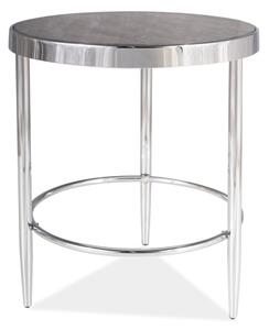 Dohányzóasztal, üveg és fém, Aurora C Barna / Króm, Ø42xM48 cm