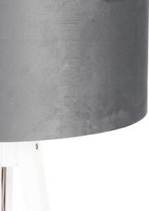 Modern állólámpa állvány fehér, szürke velúr árnyalattal 50 cm - Tripod Classic