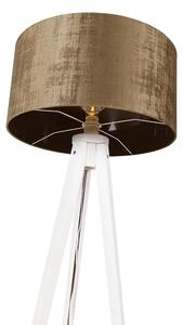 Modern állólámpa állvány fehér, barna árnyalattal 50 cm - Tripod Classic