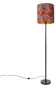 Állólámpa fekete árnyalatú páva design piros 40 cm - Simplo