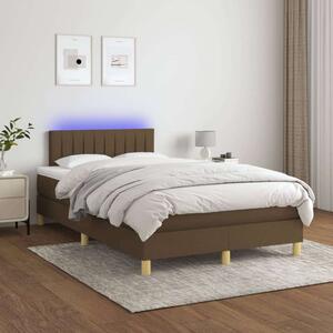 VidaXL barna szövet rugós és LED-es ágy matraccal 120 x 200 cm