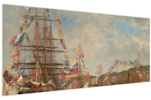 Kép - Eugène Boudin, Festival in the Harbor of Honfleur, reprodukciók (120x50 cm)