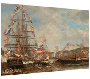 Kép - Eugène Boudin, Festival in the Harbor of Honfleur, reprodukciók (90x60 cm)