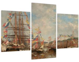 Kép - Eugène Boudin, Festival in the Harbor of Honfleur, reprodukciók (90x60 cm)