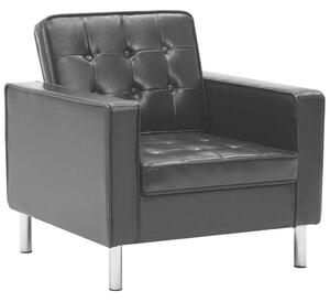 VidaXL Fekete Műbőr Fotel - Chesterfield Stílus - 75x70x75 cm