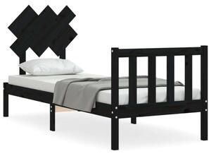 VidaXL Fekete Tömörfa Ágy - Small Single