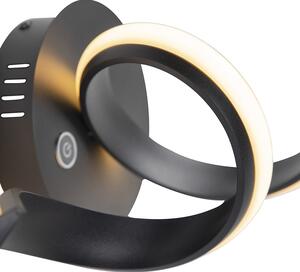 Design fali lámpa fekete háromlépéses fényerő-szabályozó LED-del - csavart