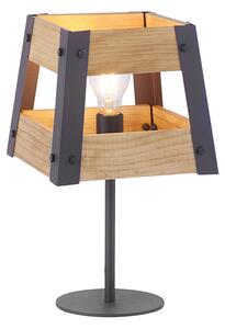Fából készült ipari asztali lámpa - láda