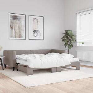 Tópszínű kihúzható szövet heverő matracokkal 90 x 200 cm
