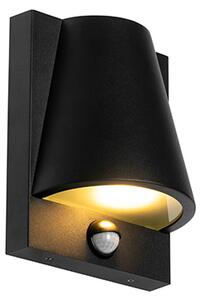 Kültéri fali lámpa fekete IP44 mozgásérzékelővel - Femke