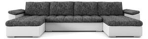 VEGAS 320/160 U alakú kinyitható kanapé Fekete / fehér ökobőr
