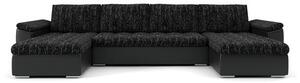 VEGAS 320/160 U alakú kinyitható kanapé Fekete / fekete ökobőr