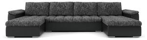 VEGAS 320/160 U alakú kinyitható kanapé Világos szürke / fekete ökobőr