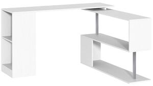 Homcom íróasztal fehér fa sarokban 140x120x78,2cm