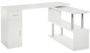 Homcom számítógépasztal, modern, fa, 140x107x74,6cm, fehér