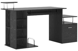 Homcom Íróasztal MDF nyomtatótartó, 152 x 60 x 88 cm, Fekete