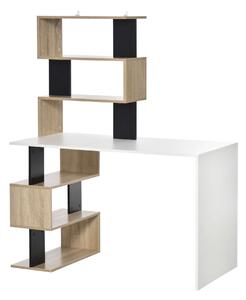 Homcom Íróasztal könyvtárral, 120x60x148cm, Barna/fehér/fekete