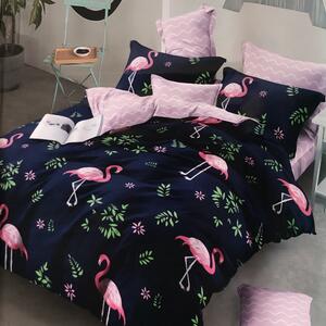 Flamingó 7 részes ágynemű - éjkék