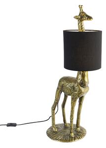 Vintage állólámpa sárgaréz szövet árnyalatú fekete - Giraffe To